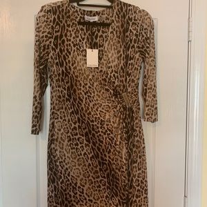 CALVIN KLEIN Womens Beige Animal Print Dress